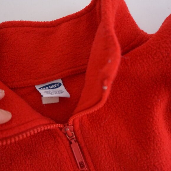 Vintage '90S Old Navy Red Fleece Outdoor Hiking Quarter Zip Pullover Sweater 2XL - Picture 9 of 10